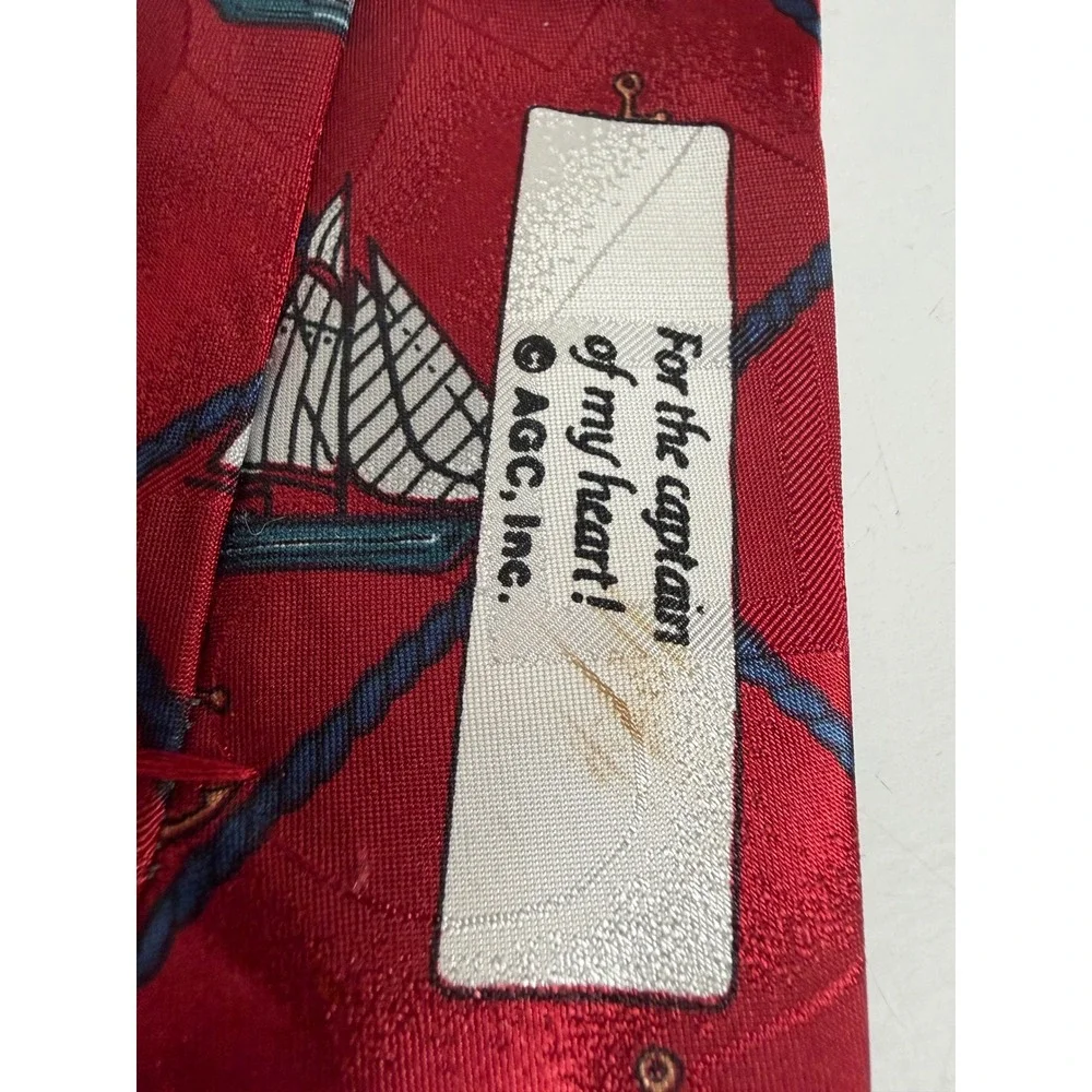Captain‎ of My Heart Sailboat Anchor Necktie Red Nautical Tie Thinking of You